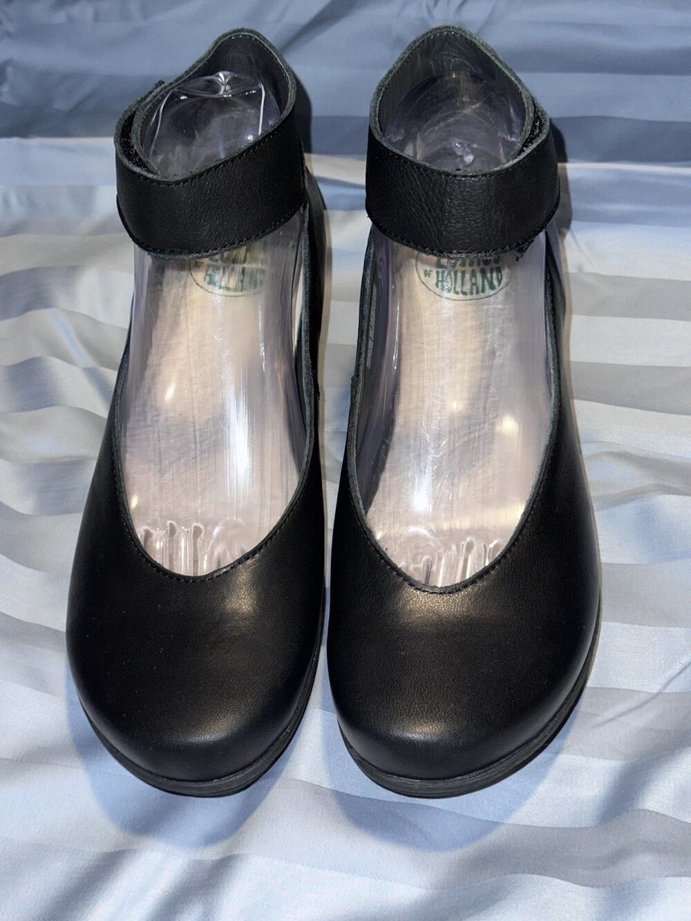 Loints of Holland Sydney Shoes SZ EU 38 US 8 Black Leather Wedge Mary Jane